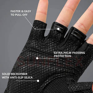 Guantes de Cuero de Medio Dedo al por Mayor con Logotipo Personalizado, Antideslizantes, Impermeables, Último Diseño para Levantamiento de Pesas, Servicio OEM para Uso en Gimnasios - Product Image 6