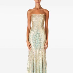 Noble gasa sin mangas sin tirantes Maxi vestidos de noche elegante bordado adornado A-Line para cócteles y cenas - Product Image 1