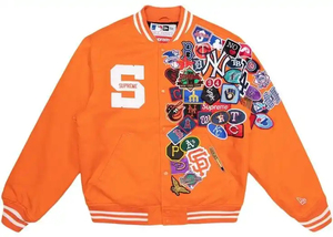 Blouson Bomber de Baseball de Qualité Supérieure en Gros pour Hommes, avec Patch Personnalisé, Manches en Toile et Col Montant sur le Devant - Product Image 3