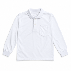Camisa Polo Blanca de Manga Larga para Niños, Uniforme Escolar de Algodón, Camisas Polo para Niños - Product Image 1