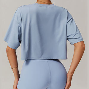 T-shirt en coton à manches courtes pour femmes, impression personnalisée, t-shirt uni pour femmes, crop top pour filles - Product Image 3