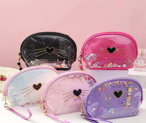 Nouvelle Trousse de Maquillage Portable en Peluche PU à Paillettes Chat 2023 – Tendance - Product Image 1
