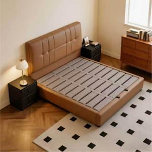 <span class=keywords><strong>Lit</strong></span> minimaliste italien en bois et cuir, taille Queen, avec système de levage à gaz et rangement, lattes en pin, fabrication directe d'usine, OEM personnalisé - Product Image 5