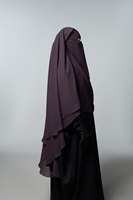 Voile longue en laine et mousseline triple couche pour femmes musulmanes modestes, couleur prune, respirant, séchage rapide, léger, vente en gros