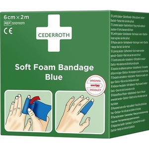 CEDERROTH Self-Adhesive Elastic <b>Blue</b> Foam Bandage 6 cm X 2 m Soft and Comfortable <b>Roll</b> - Product Image 3
