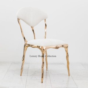 เก้าอี้ห้องนั่งเล่นตกแต่งโลหะสีทองสไตล์วินเทจเฟอร์นิเจอร์กลางแจ้งเก้าอี้ตั้งแคมป์และเดินป่าอุปกรณ์เสริมจากอินเดีย - Product Image 2