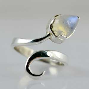 Rainbow Moonstone 925 Sterling Silver Handmade <b>Statement</b> <b>Ring</b> June Birthstone Jewelry Inlay Fine Perfect Gift for Her Birthday - Product Image 4