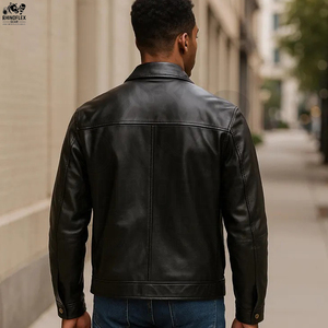 High Street Style Winter <b>Leather</b> <b>Jacket</b> Warm <b>Long</b> Sleeve Front Logo <b>Jacket</b> For Man with Solid Color <b>Leather</b> <b>Jacket</b> - Product Image 4