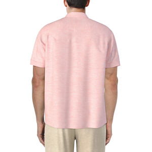 Diseño de logotipo personalizado OEM 100% Lilen Camisa de manga corta de color negro sólido de ajuste regular para hombre Cuello vuelto Antiarrugas hecho - Product Image 4