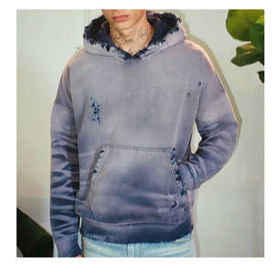 Sudadera con Capucha de Moda Invernal para Hombre, 100% Algodón, Lavado Desteñido, Estilo Urbano, con Bordado y Detalles Decorativos de Pedrería - Product Image 6