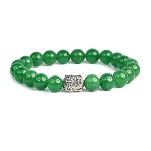 Pulsera de cuentas de cristal de aventurina verde natural de alta calidad con dije de Buda para joyería en oferta - Product Image 2