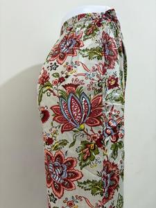 Pantalones bohemios de algodón floral con cintura elástica y cordón, tela ligera transpirable, ajuste relajado para ropa informal y de salón - Product Image 4