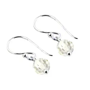 925 Silver Faceted Crystal <b>Drop</b> <b>Earrings</b> for Women <b>Fashion</b> Gift - Product Image 1