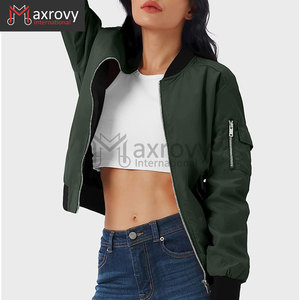 Casual <b>Lightweight</b> Canvas <b>Bomber</b> <b>Jacket</b> for <b>Women</b> Zip-up Windbreaker Outerwear with Pockets Comfortable Short Coat - Product Image 6