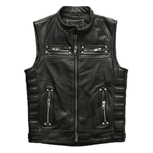 Vélo équitation décontracté respirant en cuir véritable gilet pour hommes femmes noir Slim Fit hiver moto vêtements d'extérieur - Product Image 1