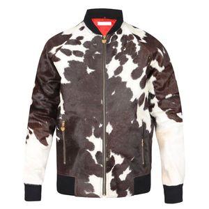 Veste en cuir de vachette à imprimé vache noir et blanc de luxe pour hommes, collection d'hiver - Product Image 6