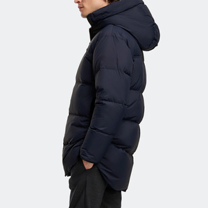 Venta al por mayor con capucha ropa de calle de invierno liso azul marino grueso poliéster forro burbuja chaqueta acolchada logotipo personalizado tamaño estándar Reversible - Product Image 2