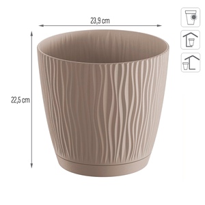 Vaso per piante SANDY P, dimensioni (mm) 239x239x225, colore Mocca - Product Image 3