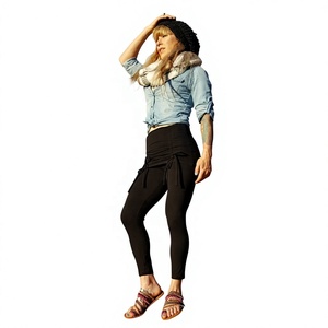 <b>White</b> High Elastic Waist Yoga <b>Skirt</b> Flared Leg Tummy Control Breathable Spandex Cotton Seamless Quick Dry Full-Length Pants for - Product Image 3