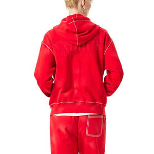 Chándal bordado de tela suave Conjunto de dos piezas con arte bordado personalizado Chándal de punto elegante - Product Image 2