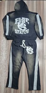 ชุดวอร์มเสื้อแจ็กเก็ตมีฮู้ดและกางเกงคาร์โก้พร้อมฮู้ดผ้าเกล็ดปลาหนาแบบ600GSM ออกแบบได้ตามต้องการ - Product Image 2