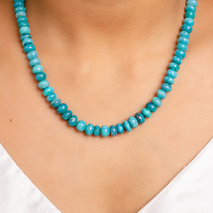 Collier de perles Rondelle Lisse Opale Bleue Bonbon Naturel 7-8mm Lâche Pierres Précieuses Rondelle Collier Ras Du Cou Pour Les Femmes En Gros Prix - Product Image 2
