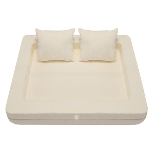 Sofá tipo PUF convertible 3 en 1, sofá <span class=keywords><strong>cama</strong></span> con suelo de piel sintética y 2 cojines para sala de estar, dormitorio, <span class=keywords><strong>cama</strong></span> para <span class=keywords><strong>perro</strong></span> - Product Image 4
