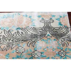 พรมวินเทจตุรกีขนาดเล็ก 1.7x2.5 ฟุต สีน้ำเงินน้ำตาล พรมขนสัตว์เปอร์เซีย - Product Image 4