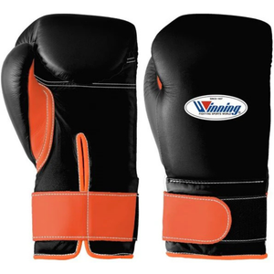 Gants de boxe professionnels en cuir noir et orange, poignet à velcro, gants d'entraînement et de sparring pour hommes et femmes - Product Image 1