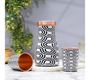 Pure Copper Bedside Carafe Flask with Tumbler Ayurvedic Health Benefits Hammered Water <b>Bottle</b> Plastic Drinkware No reviews yet - Product Image 1