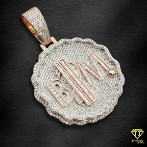 Colgante de medallón de letras de dos tonos, nombre helado, colgante de nombre de medallón de moissanita, joyería de nombre de Hip Hop, colgante de plata 925 - Product Image 2