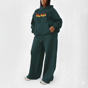 Ensemble de survêtement pour femme, sweat-shirt à capuche oversize uni, pantalon de survêtement décontracté, coupe ample, tenue en deux pièces, respirant, streetwear pour un port quotidien confortable - Product Image 2