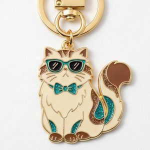 Wholesale Custom Zinc Alloy Vintage Fashion Sunglasses Cat Spinning Keychain with Paper Card - Product Image 6