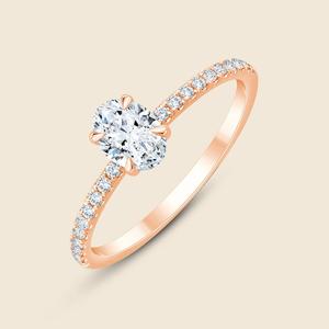 Micro-bague ovale en diamant de laboratoire taille micro-ovale Lily, 0,3 carat F-VS, en or massif 14 carats, pour cadeau de mariage ou d'anniversaire - Product Image 1