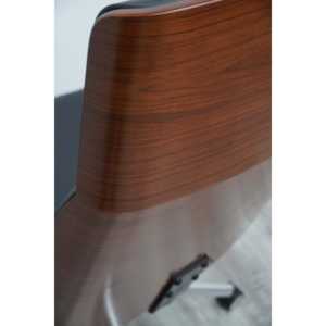 Chaise de bureau classique de style Chesterfield capitonnée, design ergonomique traditionnel, dossier en bois courbé, chaise de bureau de direction chromée, cuir PU - Product Image 5