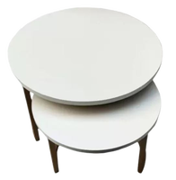 Table basse en métal de luxe moderne pour salon dessus rond en bois avec finition dorée Design personnalisable