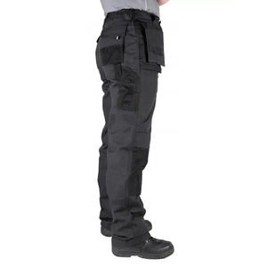 Men's <b>Black</b> <b>Work</b> Pants Polyester Abrasion Resistant <b>Cargo</b> Style Uniform <b>Trousers</b> with Multiple Pockets and Adjustable Waist - Product Image 4