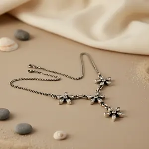 "925 Silver <b>Crystal</b> Floral <b>Necklace</b> for Women with Gift Option" - Product Image 2