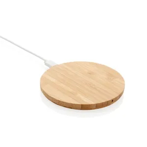 Caricatore Wireless 5W Eco-Friendly in Bambù, Gadget per Forniture da Ufficio - Product Image 1