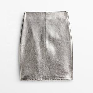 2026 New Tending <b>Women</b> Metallic-Shiny Leather <b>Skirts</b> High Waist <b>Women</b> Genuine Sheepskin Leather <b>Skirts</b> - Product Image 3
