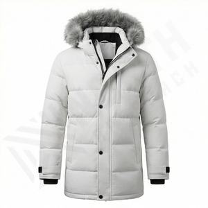 Chaqueta Acolchada con Cremallera para Hombre, Talla Grande, Cortavientos, Impermeable, con Capucha Desmontable, Cálida, Informal, de Algodón, con Piel Sintética Gruesa - Product Image 1