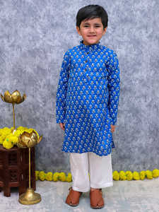 Pyjama Kurta en coton uni de haute qualité pour enfants | Tenue traditionnelle en tissu respirant pour les fonctions | Indian Factory - Product Image 2