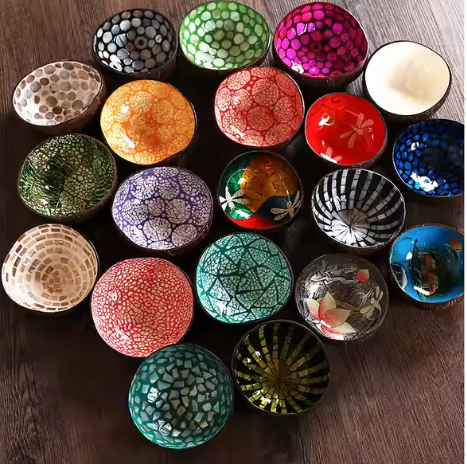 VIET FARGIMEX High Quality Coconut Shell Lacquered Bowl Handcrafted Lacquerware for Souvenir Stores