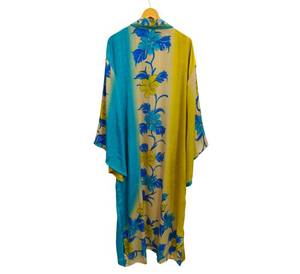 Lo último 2025 bata India Floral seda Sari Kimono Vintage Sari bata suave playa fiesta vestido indio hecho a mano seda Kimono bata de seda - Product Image 1