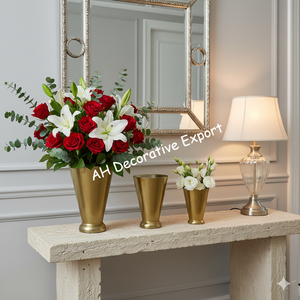 Vase à fleurs moderne en métal doré avec finition mate, bouquet portable pour la décoration de la maison, de l'hôtel et de la table de Noël - Product Image 3