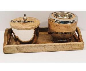 Vintage Style <b>bakhoor</b> Burner Brass Inlay Wooden Storage Box Mubakhar & Candle Holder Crafted Treasures Home Decor At Best Price - Product Image 6