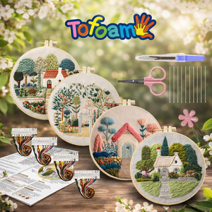 TOFOAM OEM Vente en gros Kit <span class=keywords><strong>de</strong></span> broderie rond classique en tissu <span class=keywords><strong>de</strong></span> coton fait main, thème bien-être, éco-responsable, pour <span class=keywords><strong>point</strong></span> <span class=keywords><strong>de</strong></span> <span class=keywords><strong>croix</strong></span> - Product Image 1