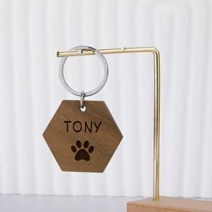 Venta al por mayor gato perro cachorro gatito collar de identificación de madera etiquetas al por mayor de madera ID etiqueta de nombre para collares de mascotas - Product Image 1