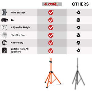 5 Core Speaker Stand Tripod Pair Heavy Duty Adjustable 72" Universal Mount for PA DJ Studio w <b>Bag</b> - Product Image 5