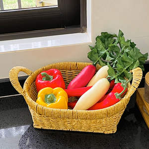 Elegante cuenco para servir comida de ratán de color crema, acabado marrón claro, perfecto para una elegante presentación de frutas y exhibición de comedor - Product Image 4